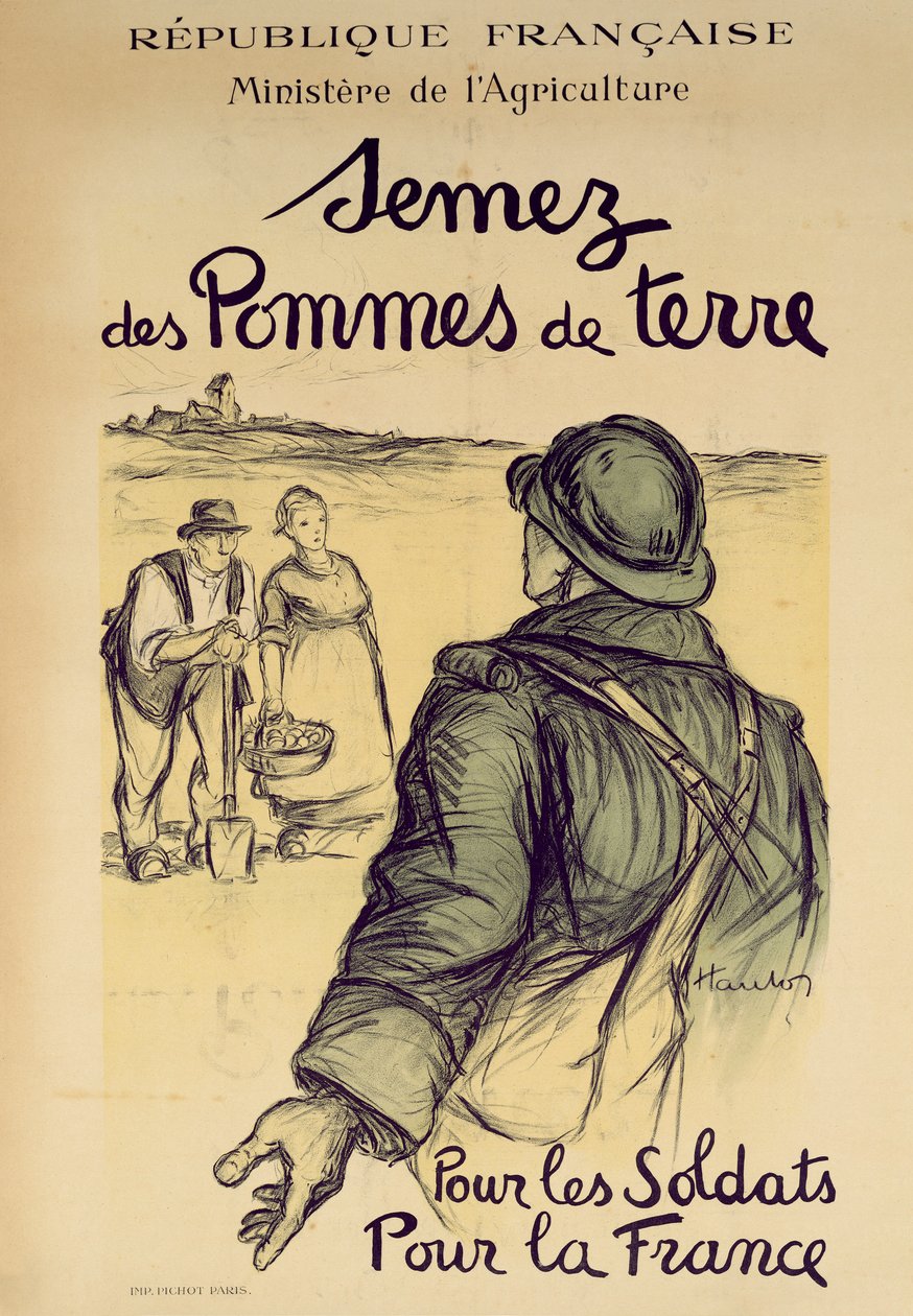 Pianta patate per i soldati e per la Francia, poster per lo sforzo bellico del Ministero dell