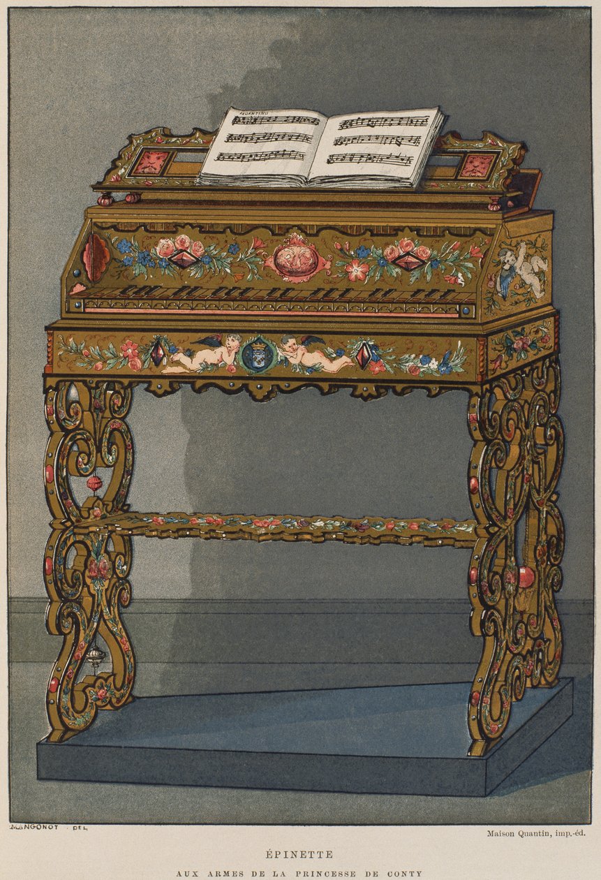 Spinetta con lo stemma della Principessa di Conti, illustrazione dal Dictionnaire de l