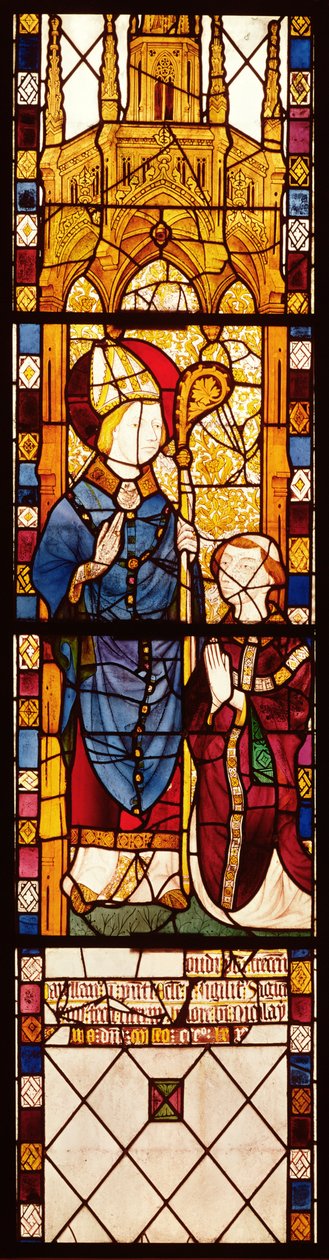 San Nicola con un donatore, dalla Cappella di San Nicola, Scuola Normanna, 1370 da French School