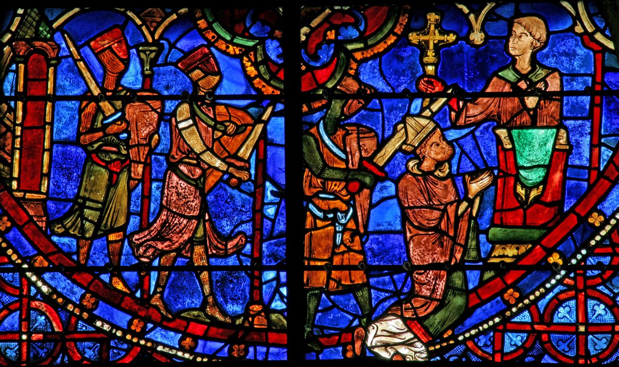 San Tommaso Becket prega prima di essere ucciso da 3 cavalieri da French School