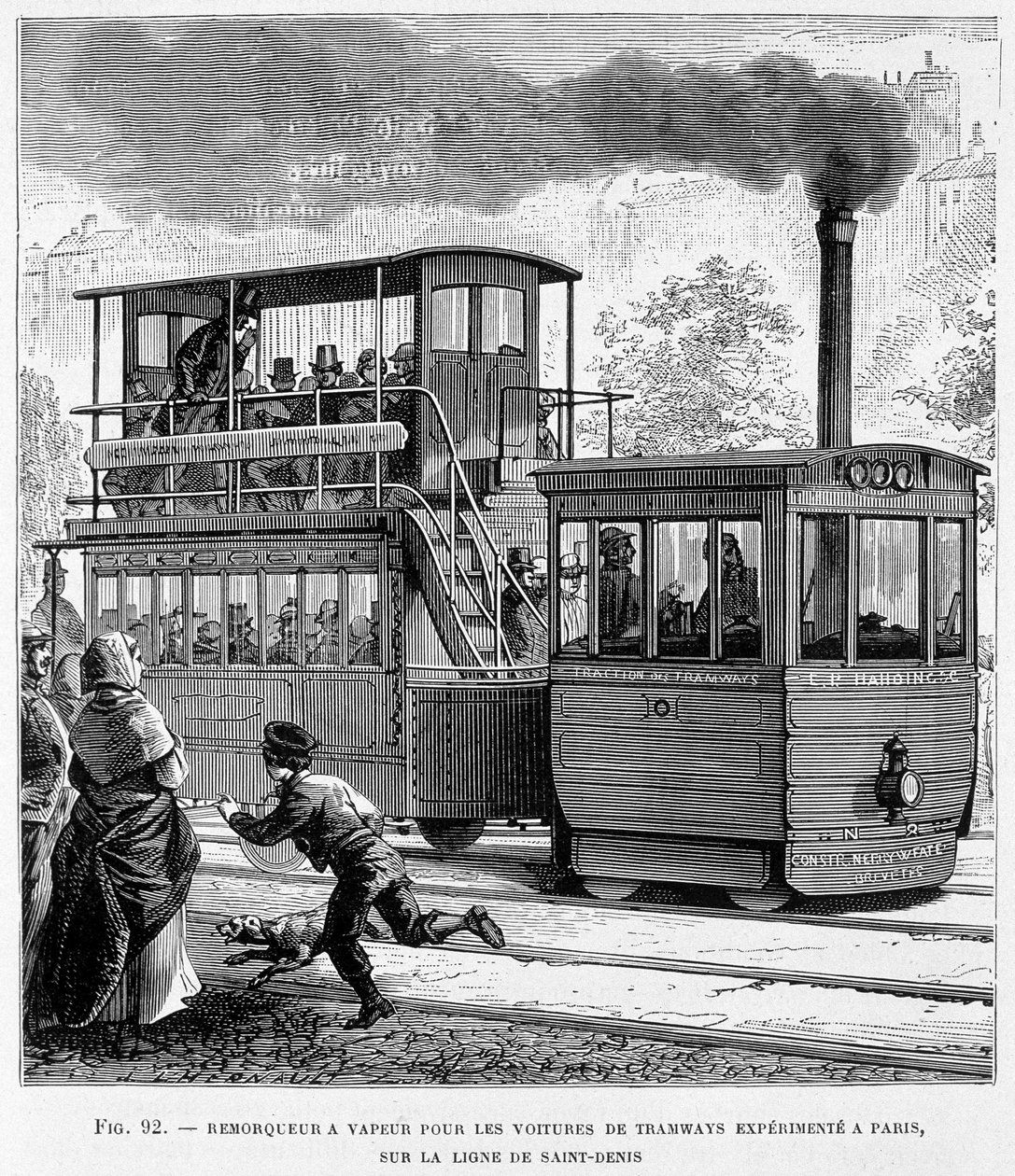 Rimorchiatore a vapore per tram esperti a Parigi, sulla linea Saint-Denis - in 
