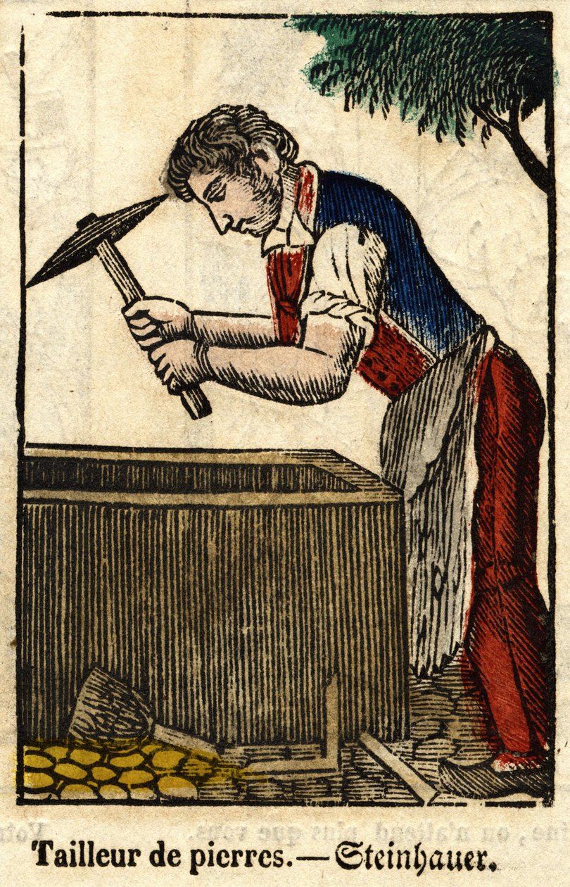 Scalpellino; Serie sui mestieri, immagine di Epinal del XIX secolo da French School