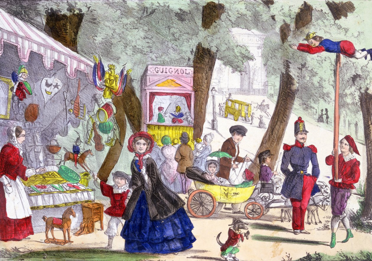 Scene di strada sugli Champs Elysees, XIX secolo da French School