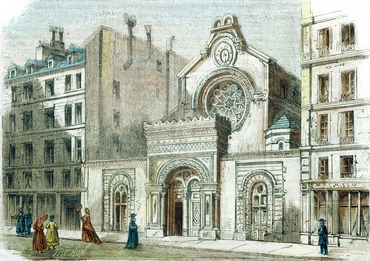 Sinagoga in Rue de la Victoire, Parigi, c.1880 da French School