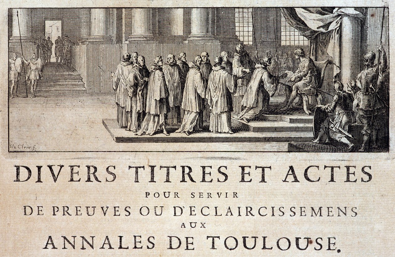 Presa di possesso della città e del conte di Tolosa dagli emissari del re Filippo III nel 1271 in "Annales de la ville de Toulouse" di Germain de Lafaille, Tolosa da French School