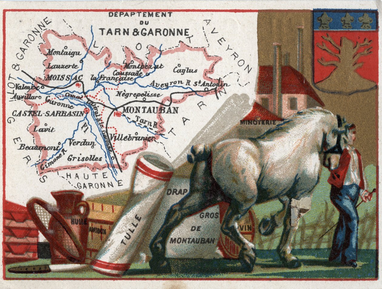 Tarn et Garonne (Tarn-et-Garonne, 82), Midi-Pirenei, Francia. Specialità locali: olio, amido, tulle, lenzuola all
