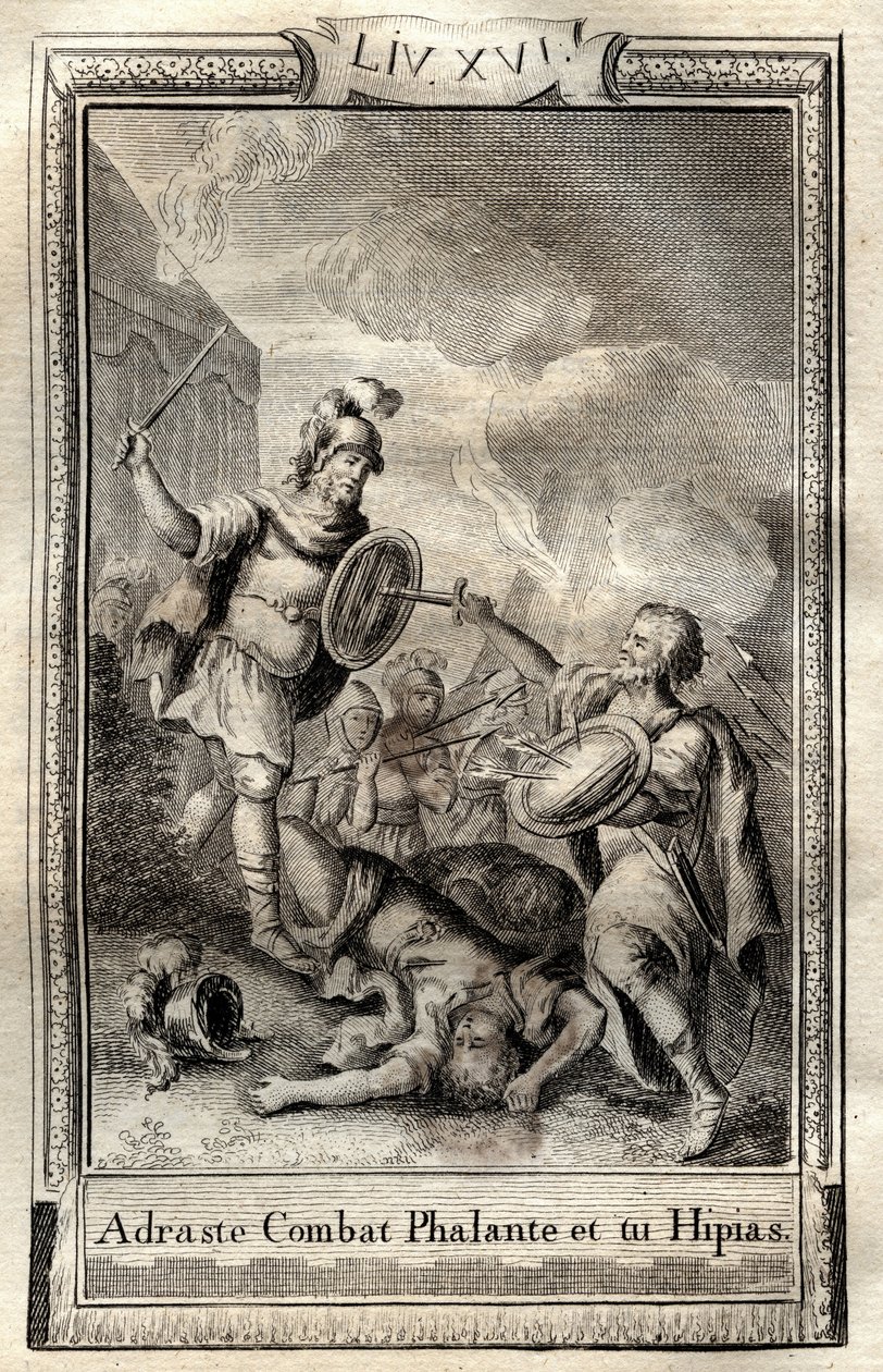 Telemaco supera Ippia - incisione del 1798 di Monnet in 