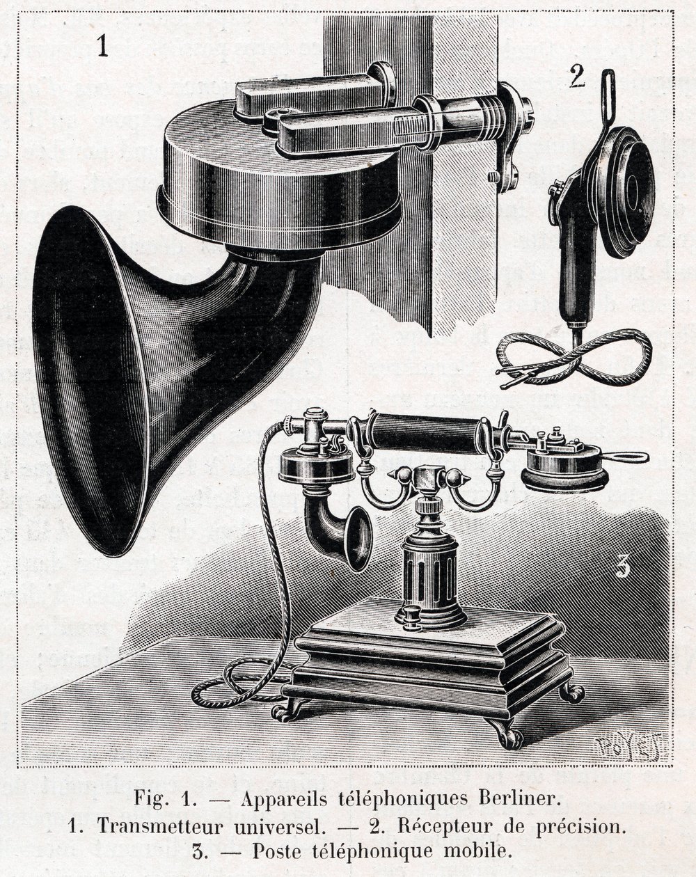 Apparato telefonico - Sistema Berliner - incisione in 
