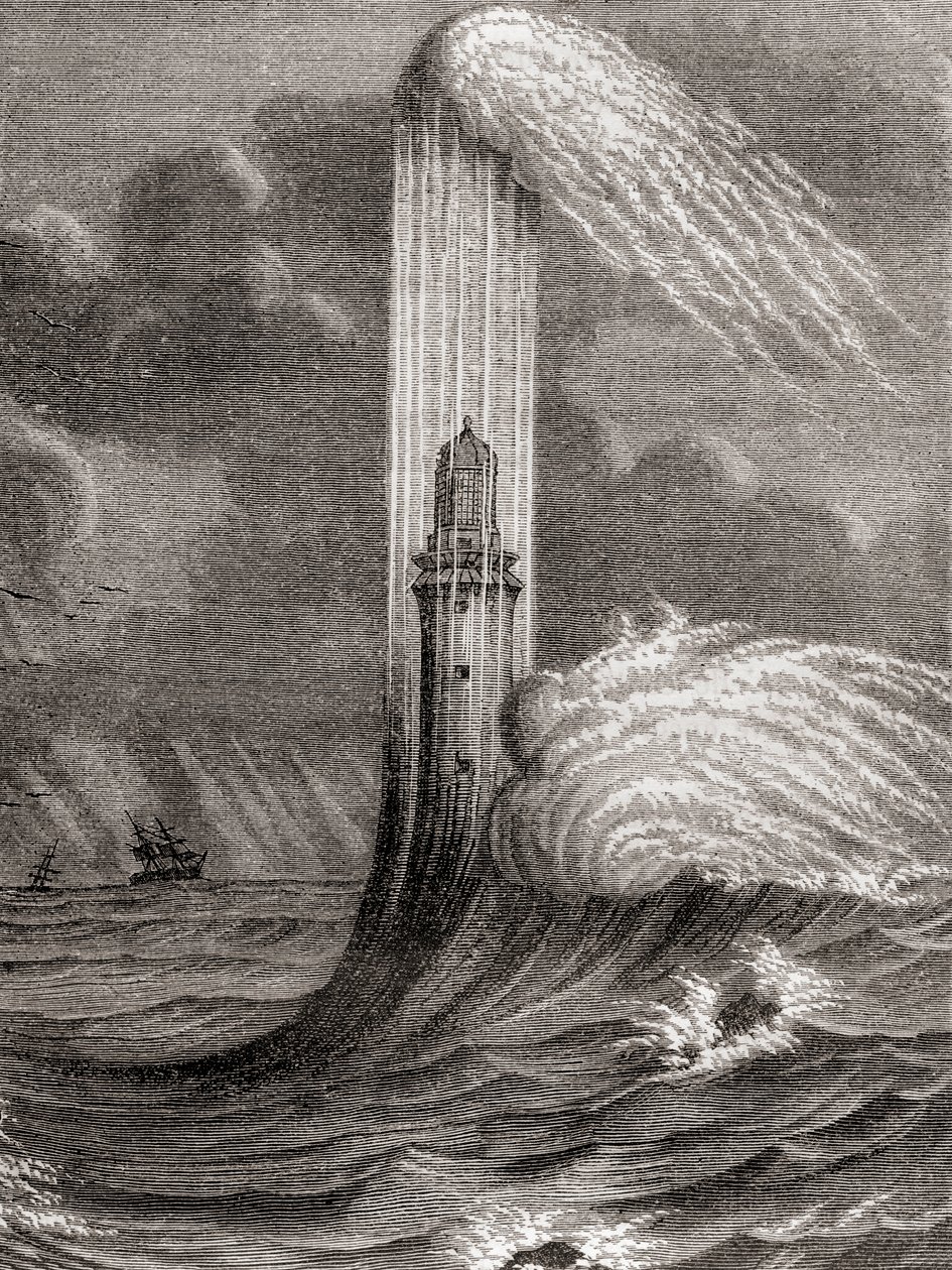 Il faro di Eddystone del XVIII secolo, costruito da John Rudyard, Eddystone Rocks, vicino a Rame Head, Inghilterra, da 