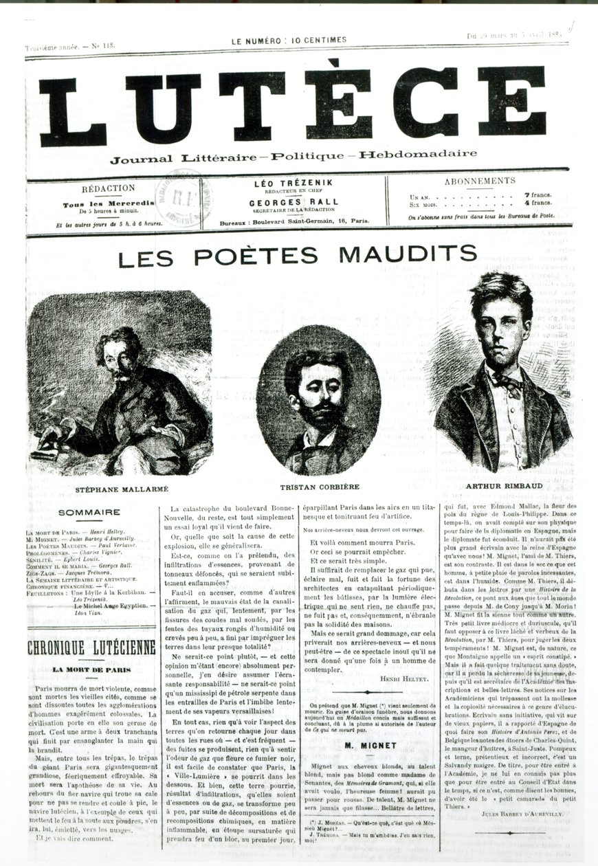 I poeti maledetti, copertina del giornale Lutece, 1884 da French School