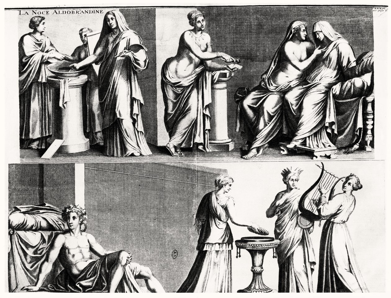 Le Nozze Aldobrandini, da un Affresco Romano da French School