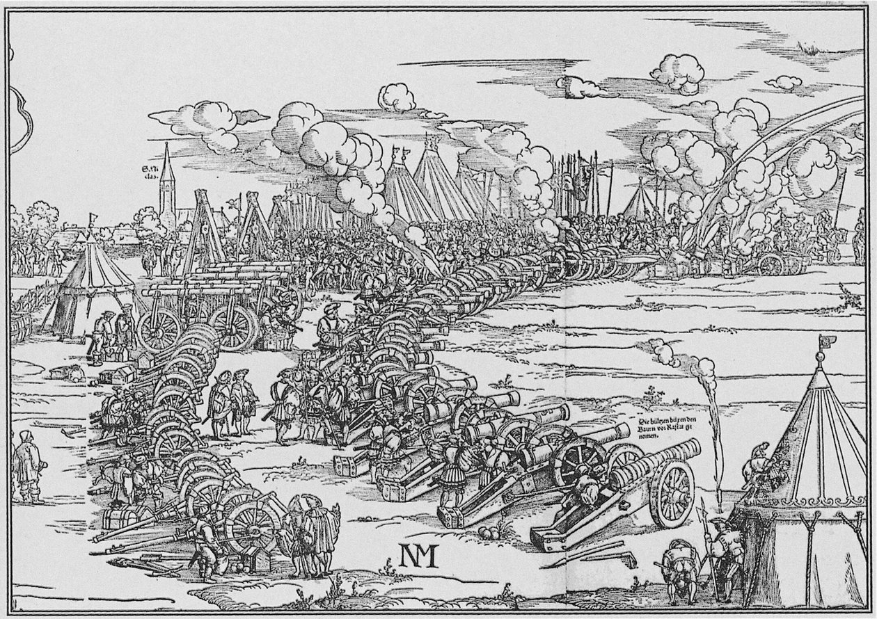 Il parco di artiglieria di Carlo V, 1530 da French School