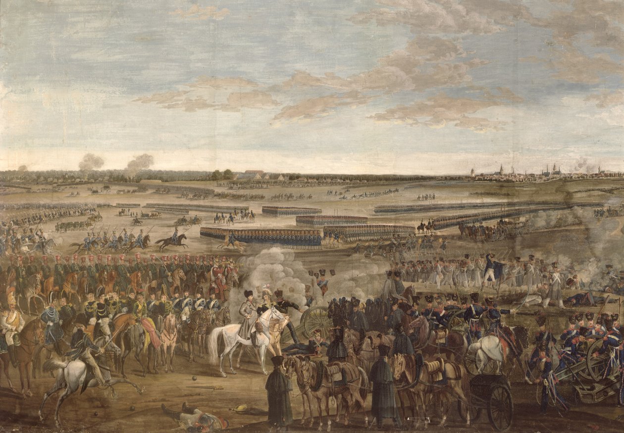 La battaglia di Lipsia, (dettaglio) di Napoleone in primo piano, 18 ottobre 1813 da French School