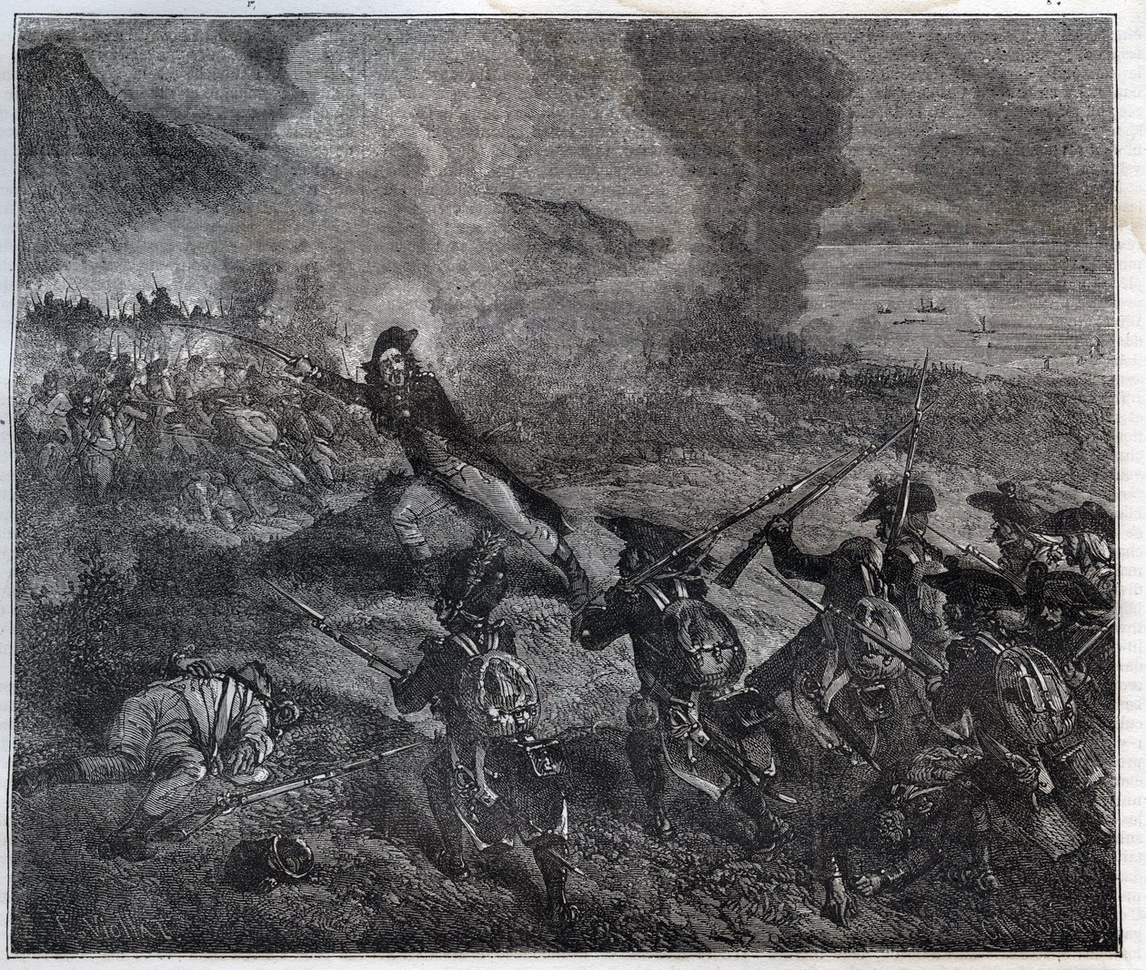 La battaglia di Loano avvenuta il 23-24 novembre 1795 durante la Guerra della Prima Coalizione - Nuova Enciclopedia Nazionale di Maurice La Charest - 1870 da French School