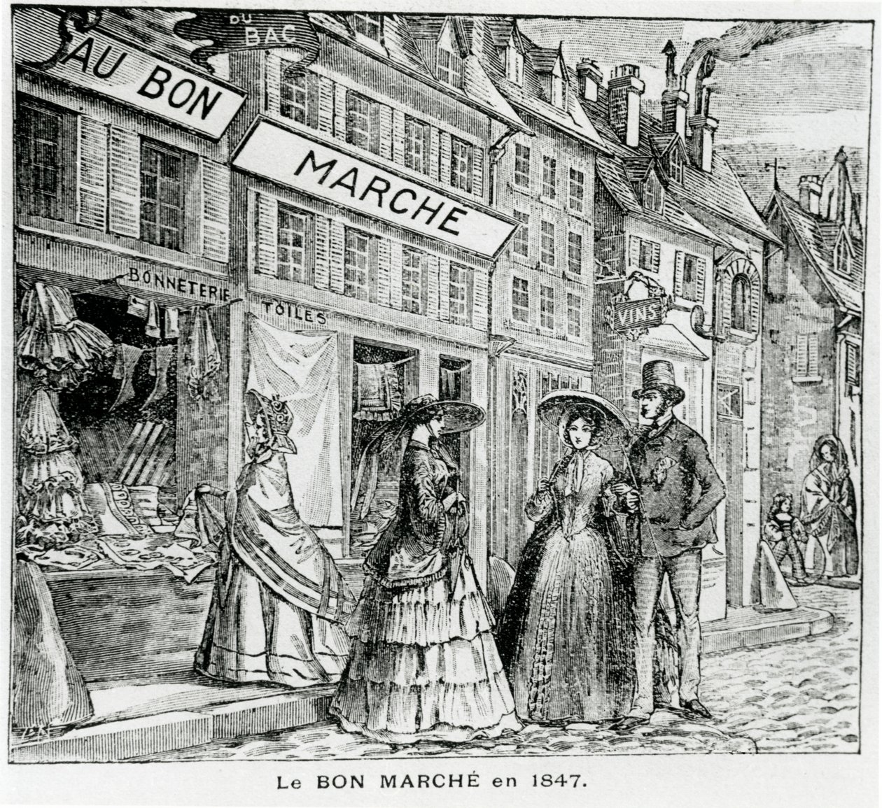 Il negozio Bon Marché in rue du Bac, Parigi nel 1847 da French School