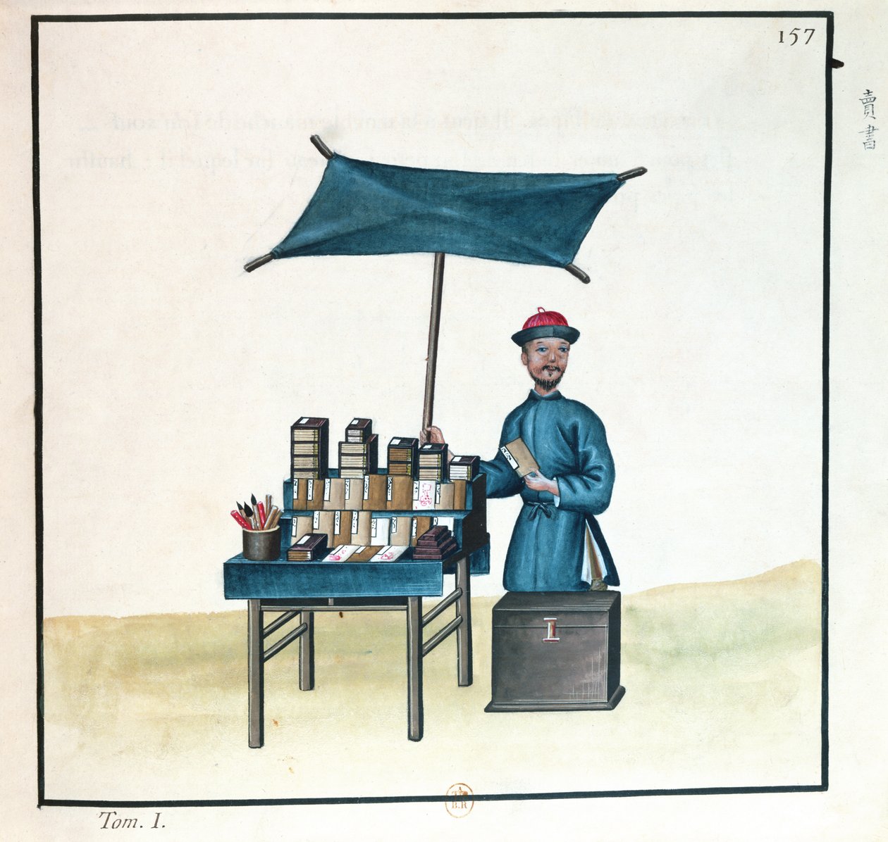 Il venditore di libri, da un libro sui richiami di strada di Pechino, c.1785 da French School