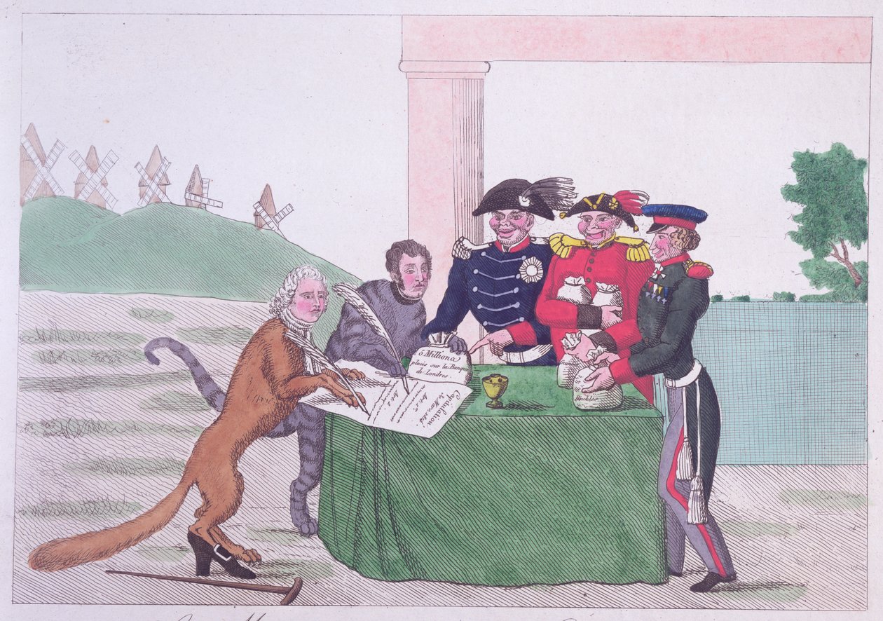 La capitolazione, caricatura di Charles Maurice de Talleyrand-Perigord (1754-1838) 30 marzo 1814 da French School