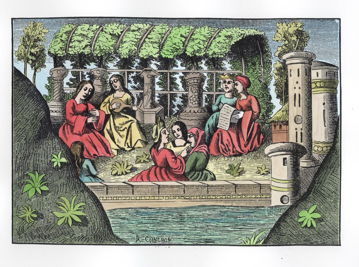 Il Castello di Alamond e i suoi Incantesimi, da I Viaggi di Marco Polo, copiato da Albert Coinchon (m.1871) dal manoscritto originale (colorazione successiva) da French School