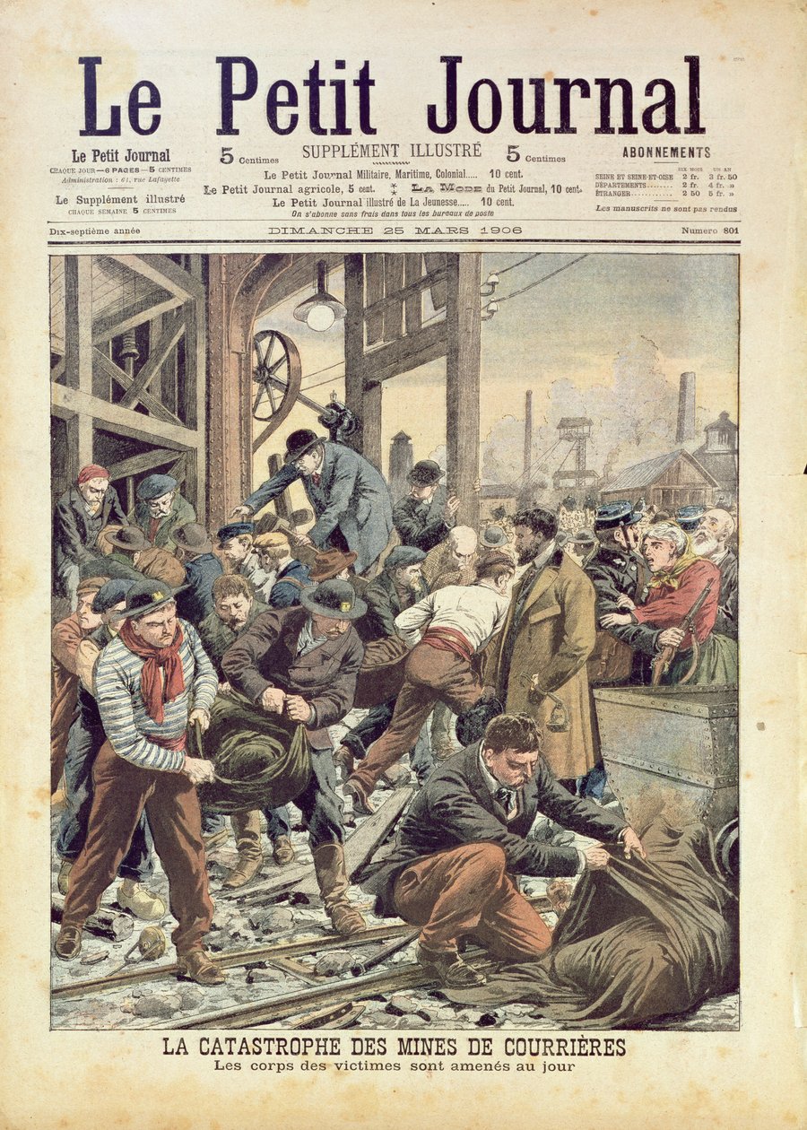 La Catastrofe di Courrieres, da Le Petit Journal, 25 marzo 1906 da French School