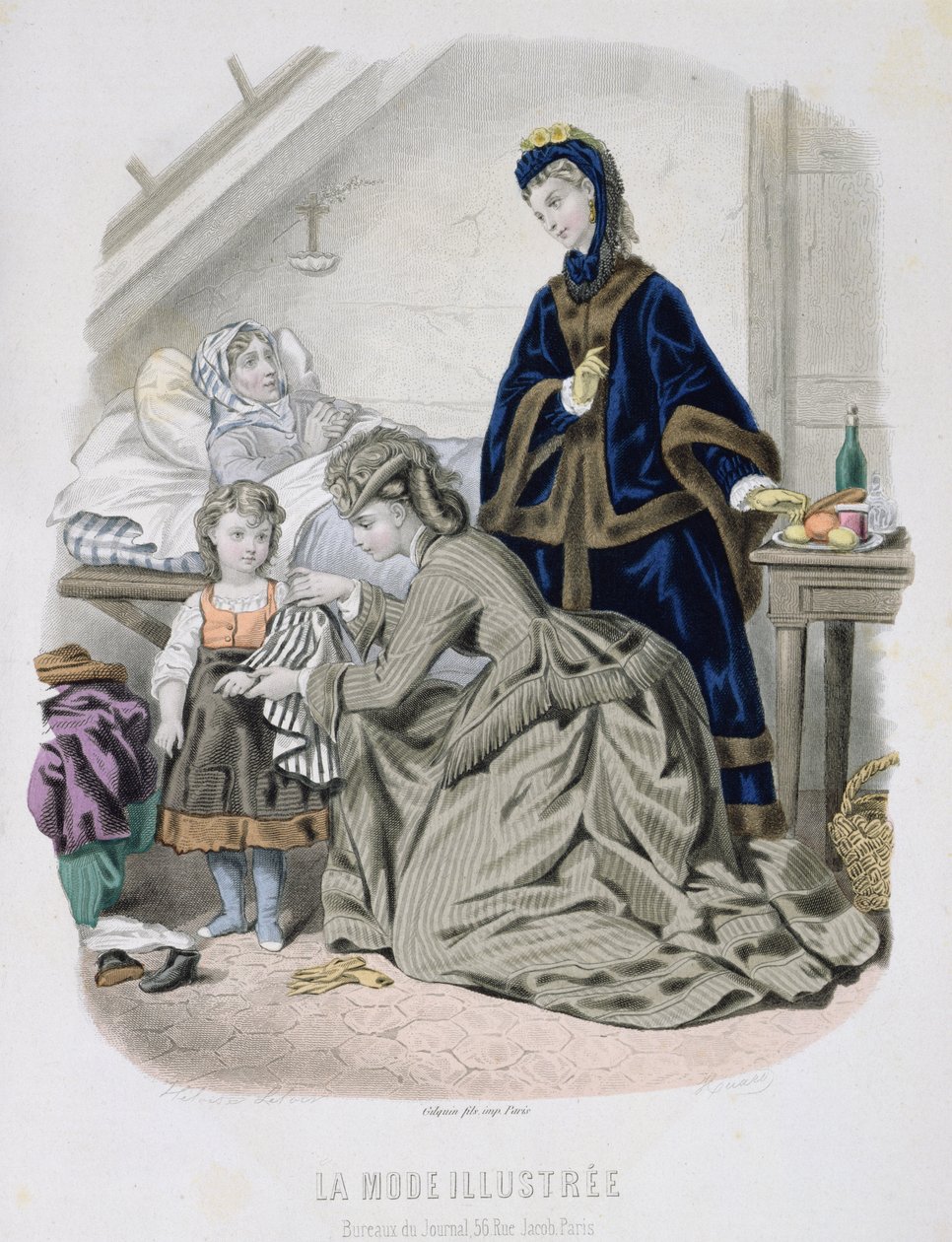 La visita caritatevole, illustrazione da La Mode Illustrée, c.1870 da French School