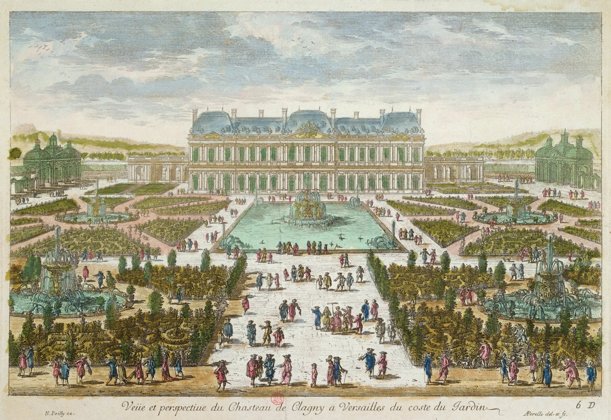 Il Castello e il Giardino di Clagny a Versailles da French School