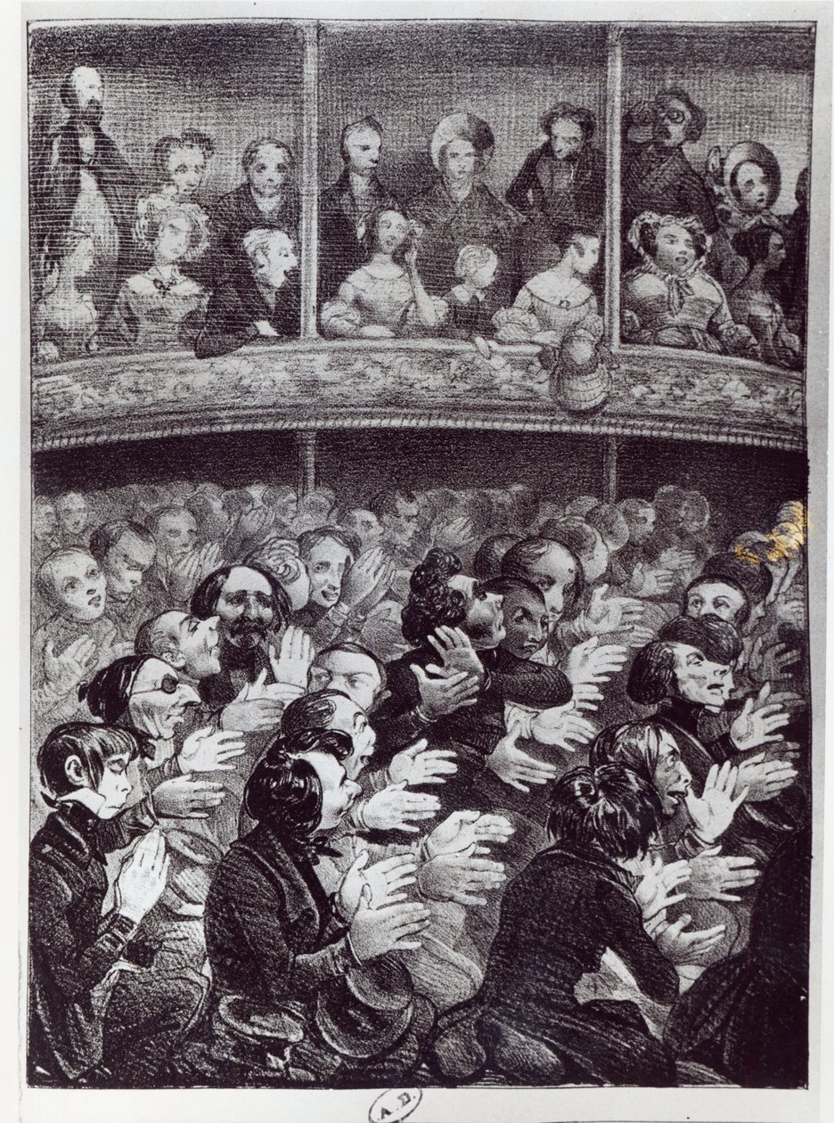 La claque in azione, c.1830-40 da French School