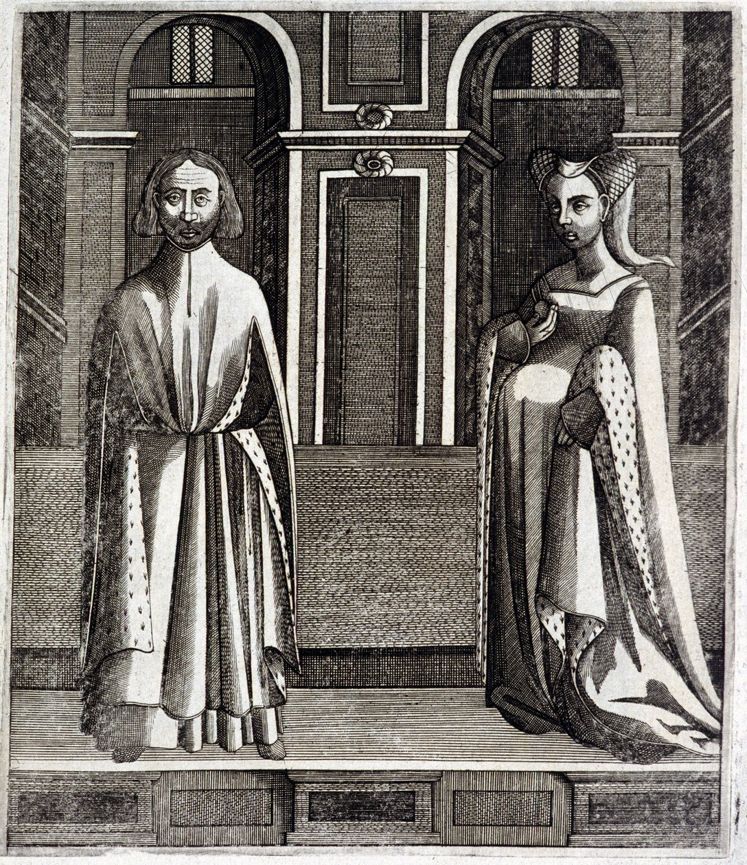 Il conte di Poitiers e Tolosa Alfonso (1220-1271) e sua moglie Giovanna (figlia di Raimondo VII) (1220-1271) - in "Histoire des comtes de Toulouse" di Guillaume de Catel, Tolosa da French School