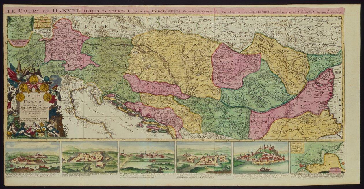 Il corso del Danubio dalla sua sorgente alla sua foce, basato sui più recenti memoires di P. Coroneli e S. Sanson, Geografo del Re da French School