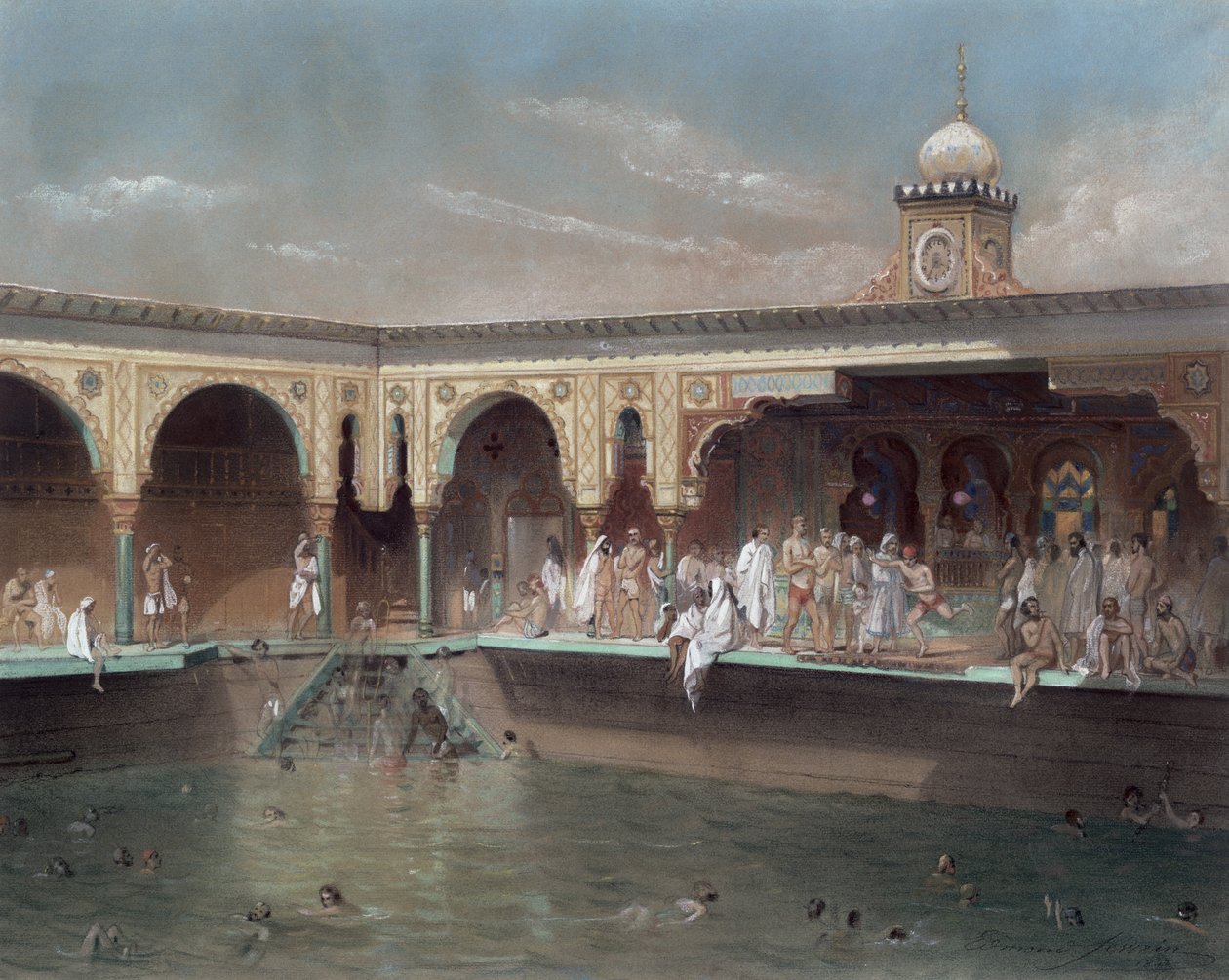 I Bagni Deligny, Parigi, 1842 da French School