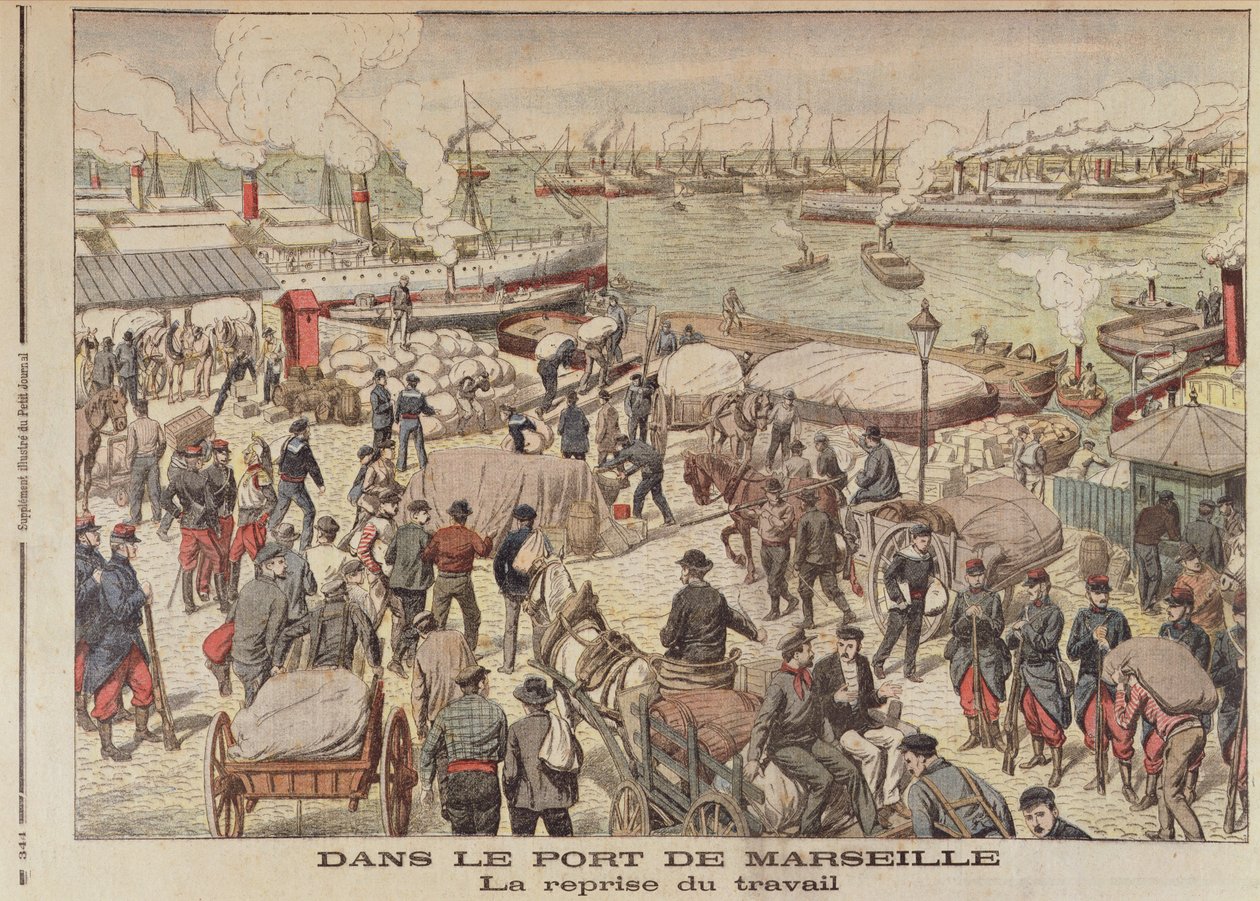 La fine dello sciopero a Marsiglia, illustrazione da Le Petit Journal, 23 ottobre 1904 da French School