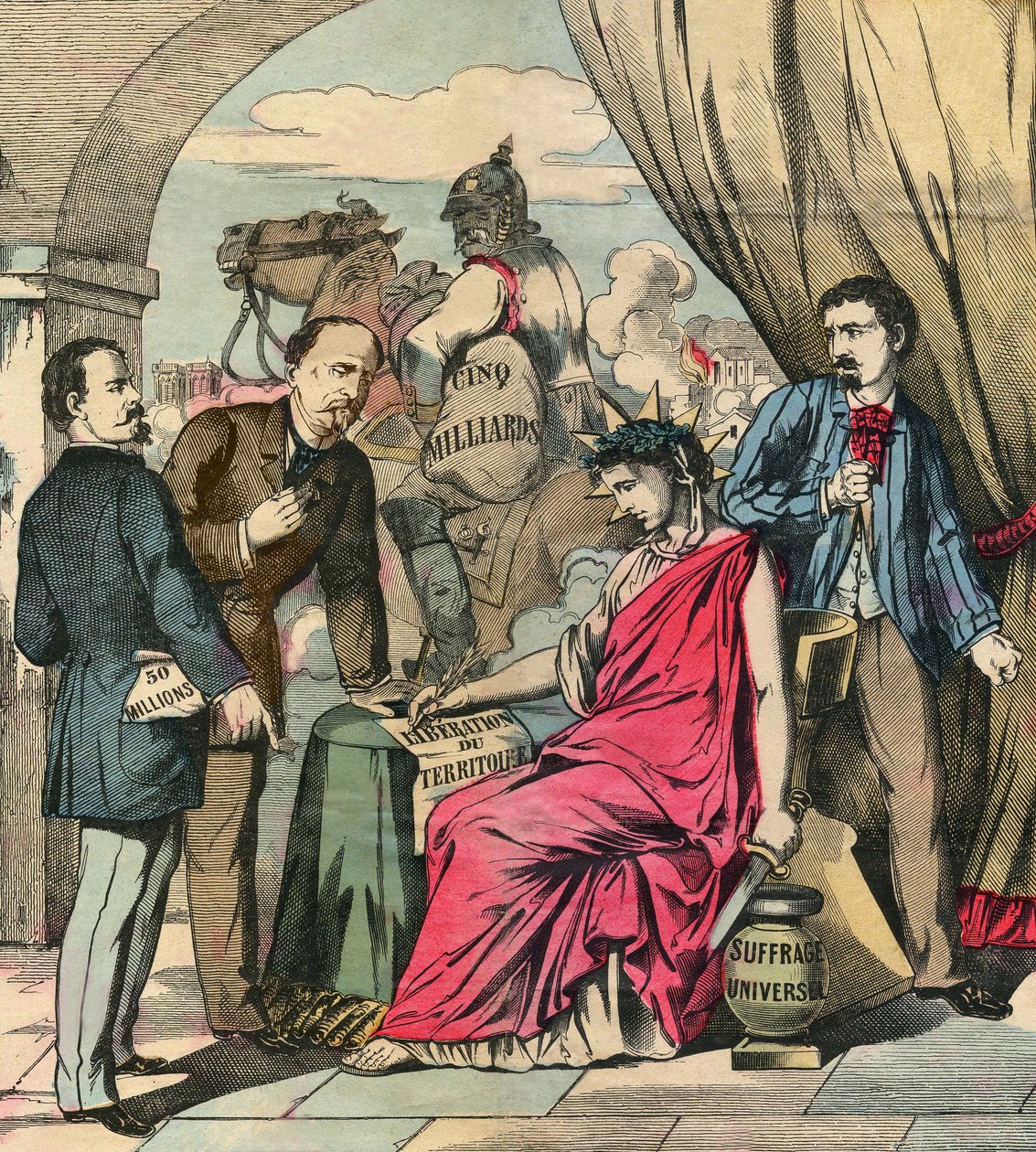 Il Trattato di Francoforte firmato il 10 maggio 1871 pose fine alla guerra franco-tedesca, dopo negoziati tra Adolphe Thiers e Otto von Bismarck: la Francia dovette cedere l