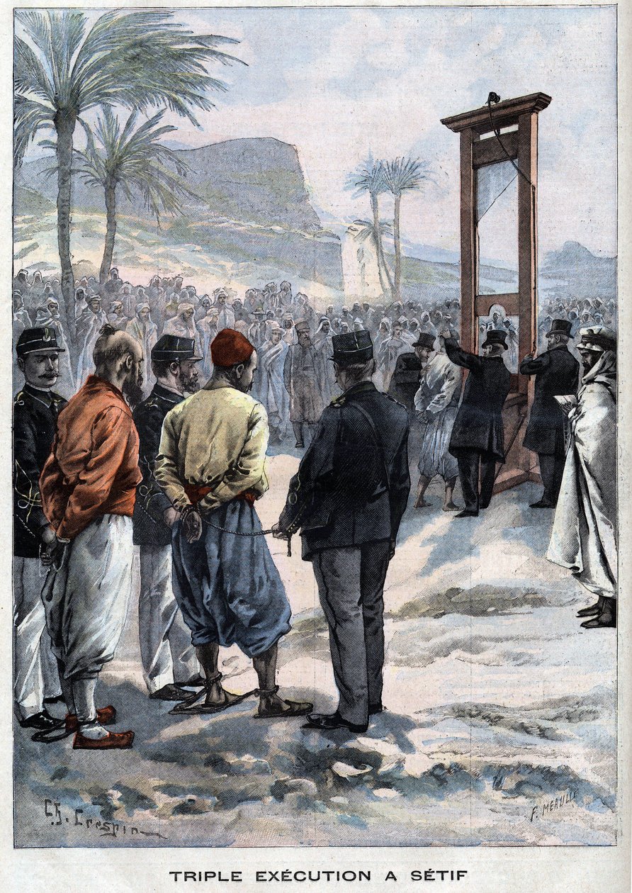 La ghigliottina francese tre ribelli a Setif in Algeria - in "Le Petit Parisien" da French School