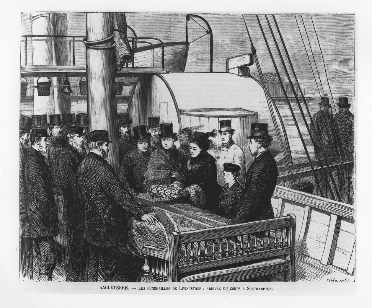 Il Funerale di David Livingstone: Arrivo del suo cadavere a Southampton da French School
