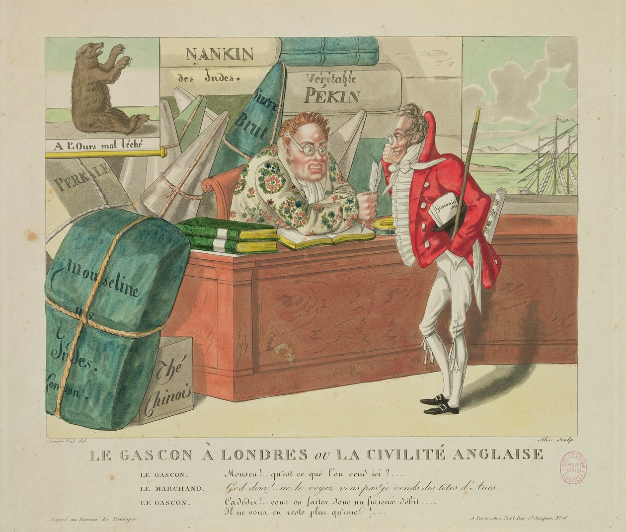 Il Guascone a Londra, o la Civiltà Inglese, 1806 da French School