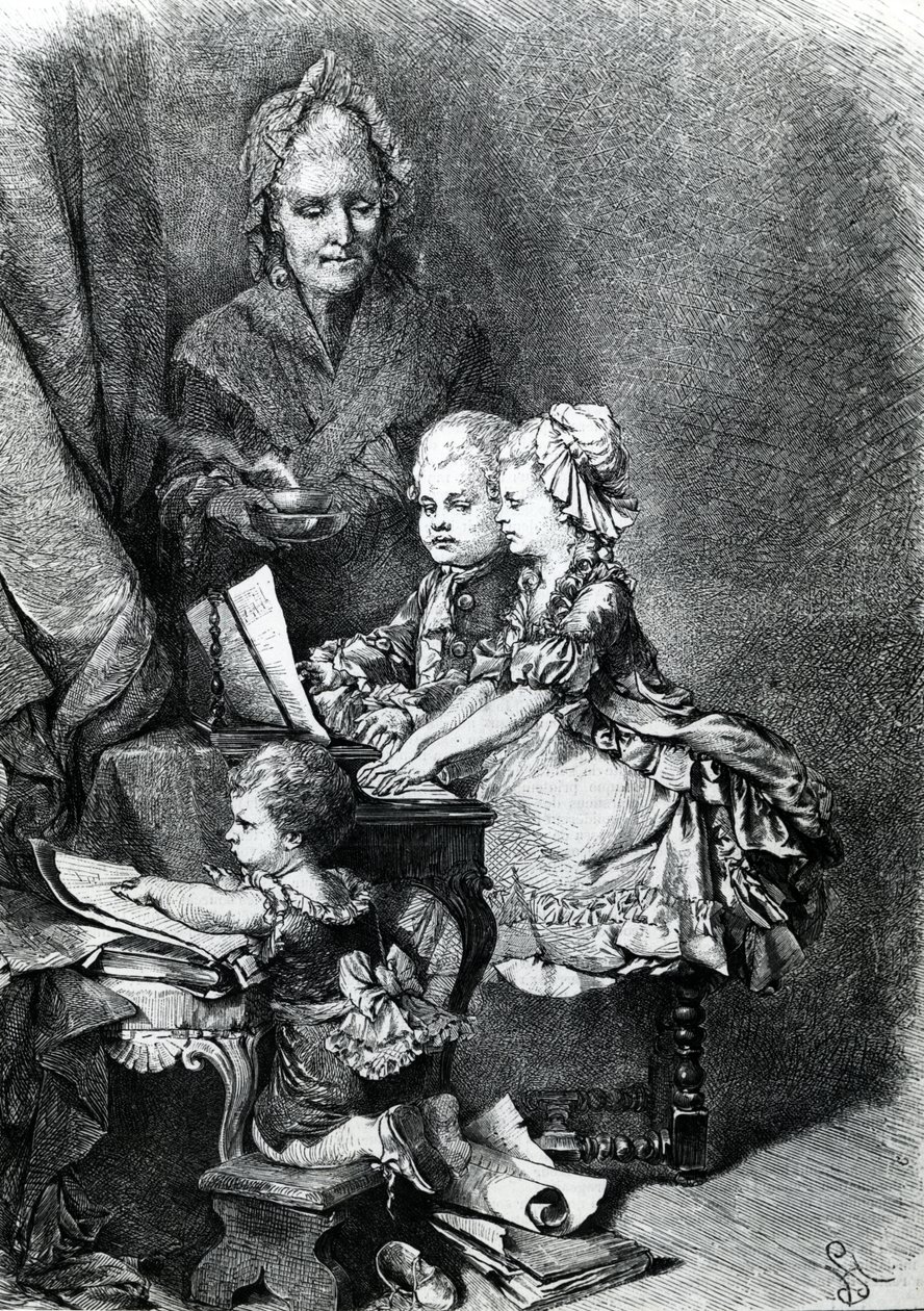 Il giovane Mozart che suona il pianoforte da French School