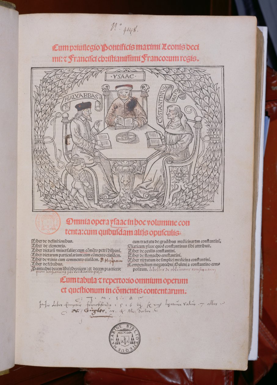 I medici ebrei: Isacco, Costantino e Ali Abbas, pubblicato a Lione, 1515 da French School