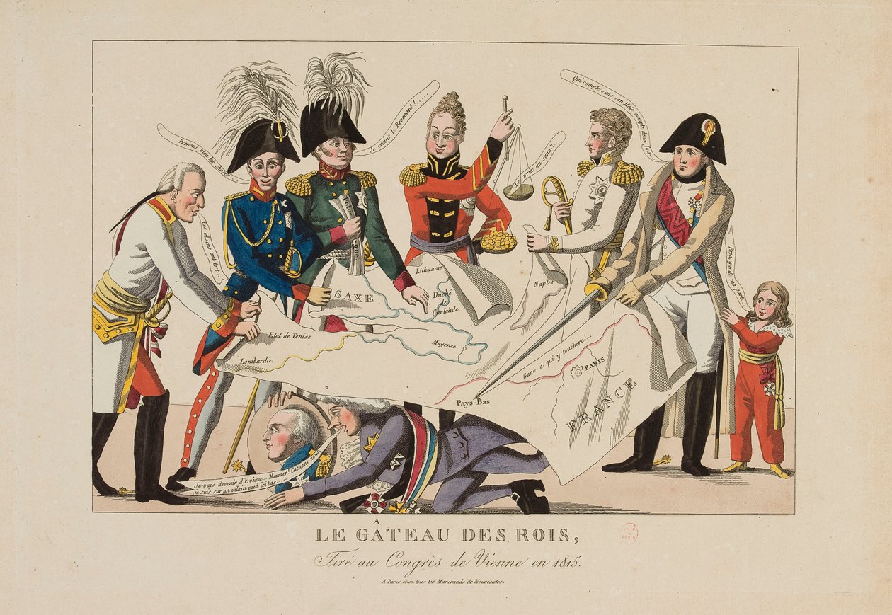 Il taglio della torta dei re al Congresso di Vienna (novembre 1814-giugno 1815), c.1815 da French School
