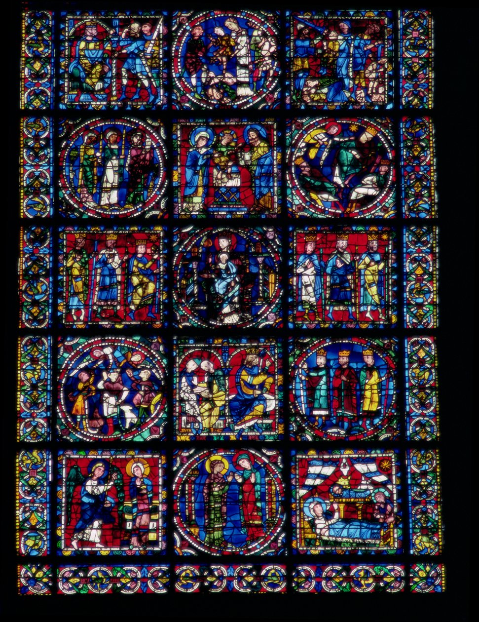 La Vita di Cristo, Ciclo del Nuovo Testamento, metà inferiore della vetrata, c.1145-50 da French School