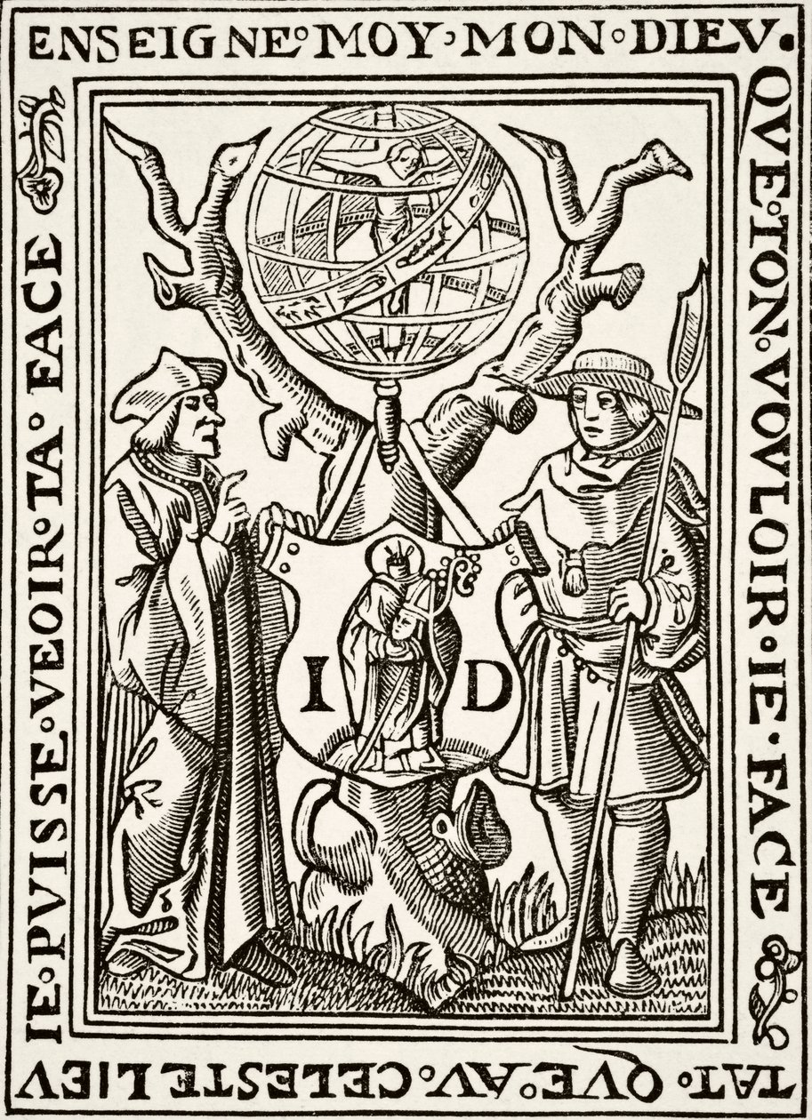 Il Marchio di Jehan St Denis, Libraio Parigino, da Scienza e Letteratura nel Medioevo di Paul Lacroix pub. Londra 1878 da French School
