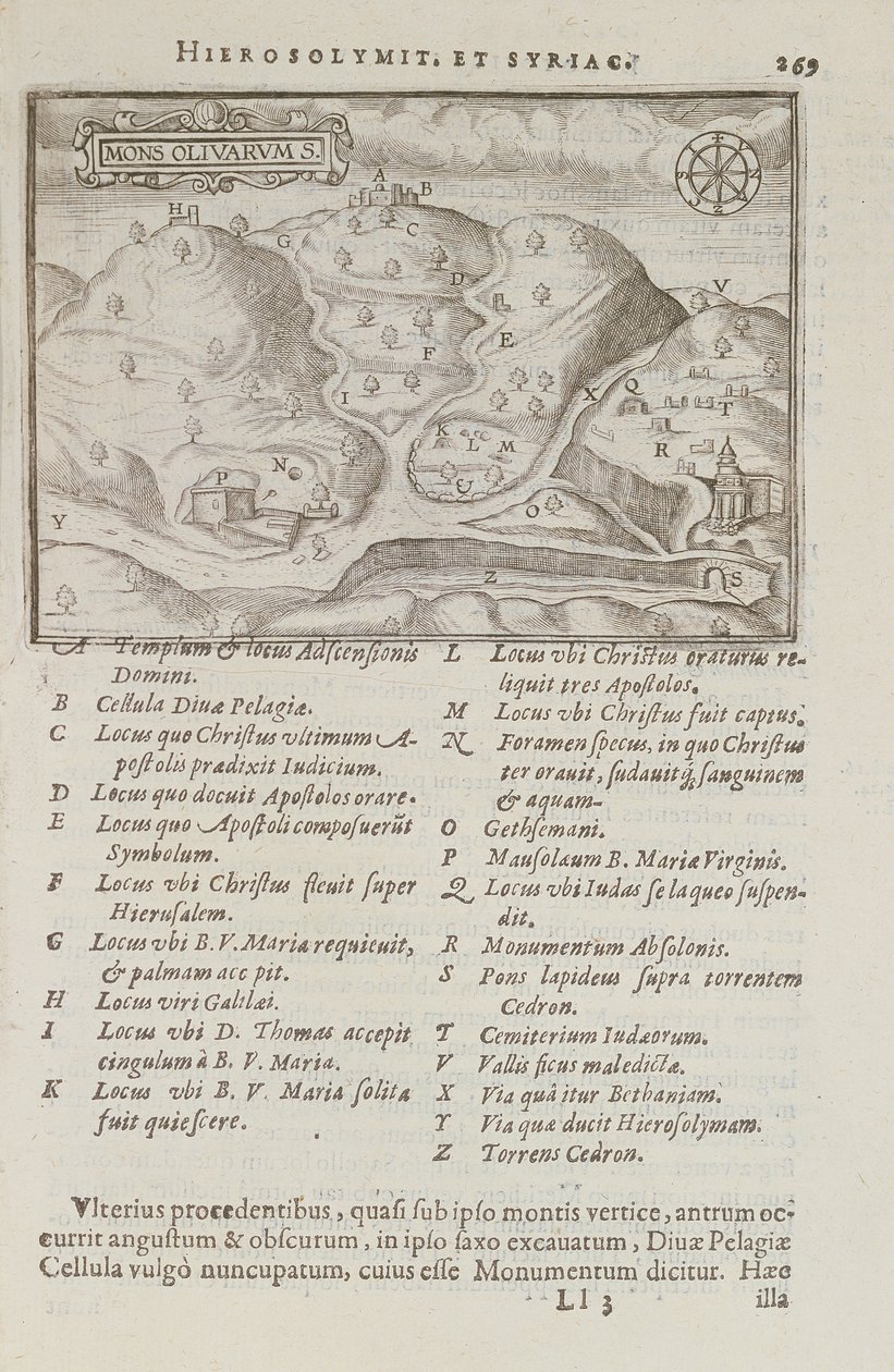 Il Monte degli Ulivi, Gerusalemme, da Itinerarium Hierosolymitanum, di J. Cotovico, 1619 da French School