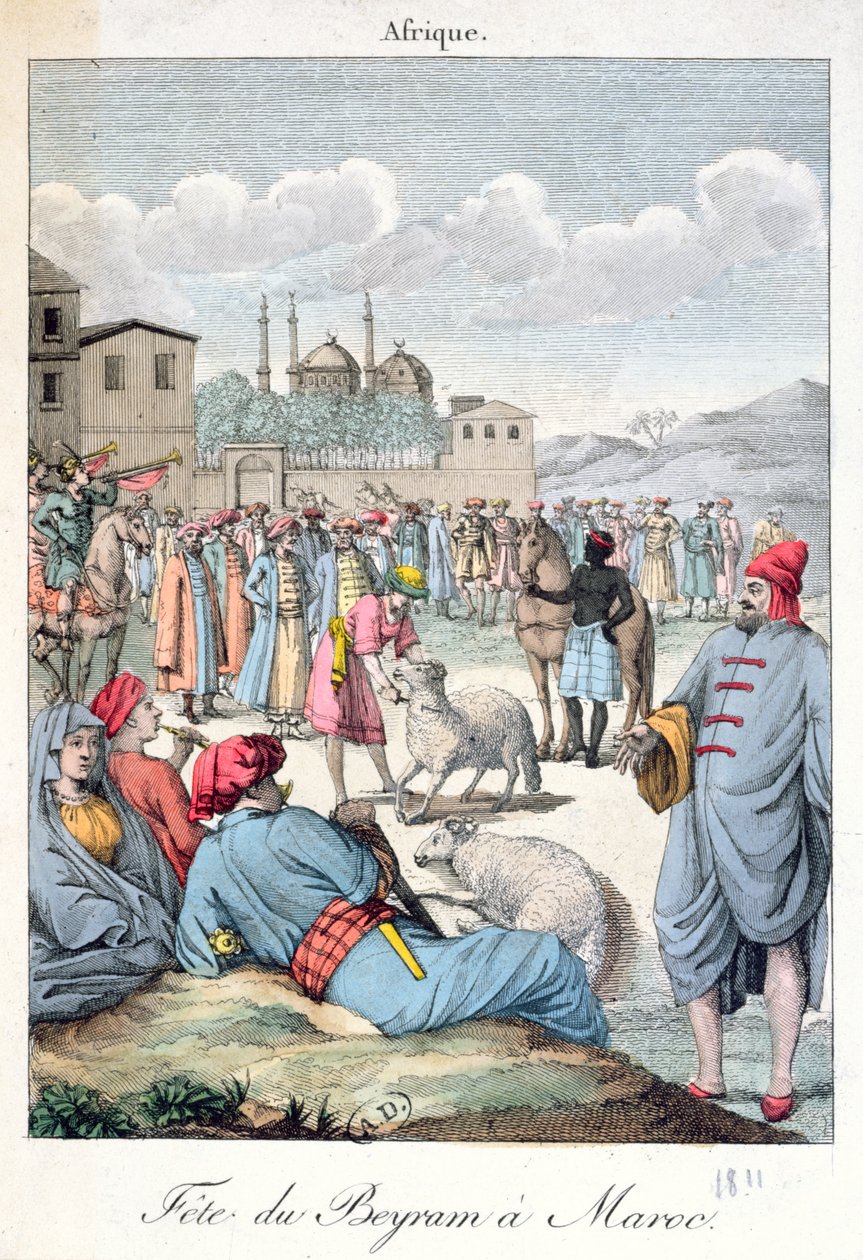 La festa musulmana di Eid-el-Kabir in Marocco, 1811 da French School