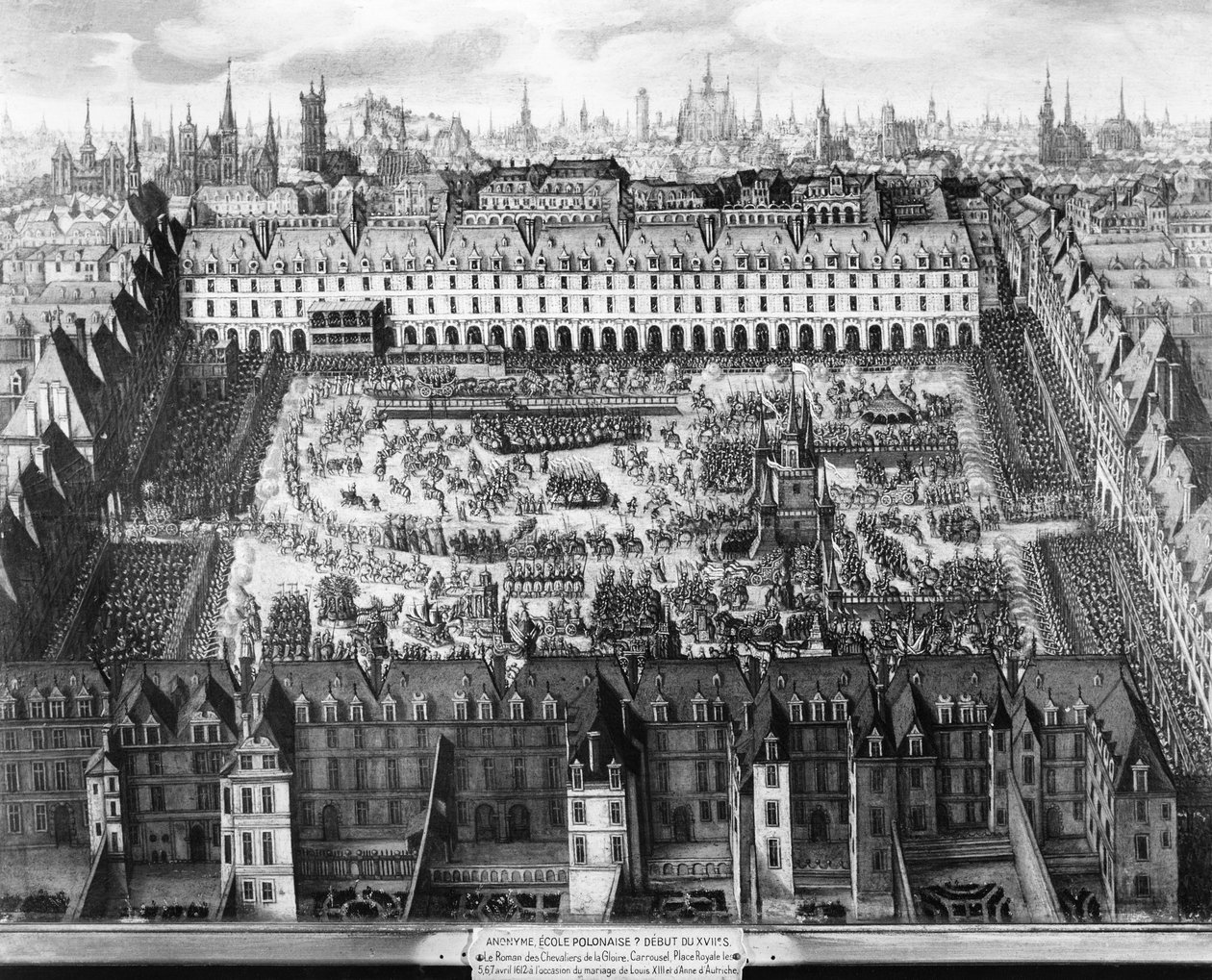 Place Royale e il Carrousel nel 1612 (incisione) da French School