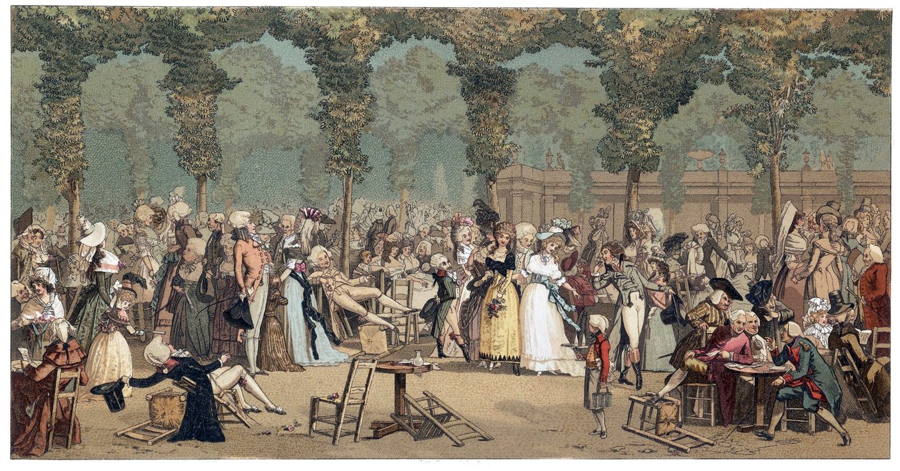 La passeggiata pubblica al Palais Royal a Parigi di Philibert-Louis Debucourt da French School
