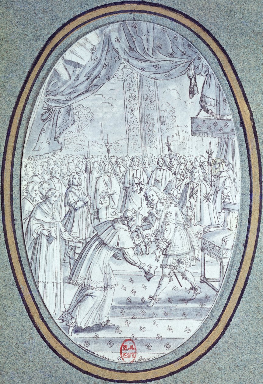 La Ricezione del Cardinale Flavio Chigi (1631-93) da parte di Luigi XIV (1638-1715) 29 luglio 1664 da French School