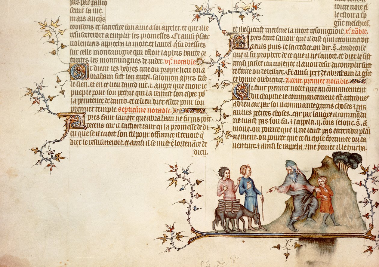 Il sacrificio di Isacco, dalla Bibbia di Jean de Sy, c.1355 da French School
