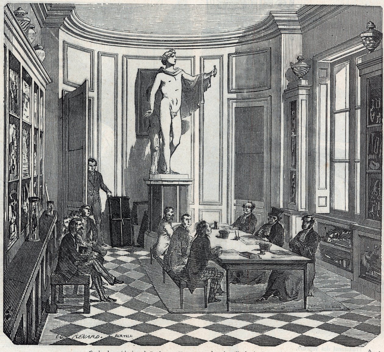 La Scuola di Medicina di Parigi - un esame nella sala degli strumenti - Incisione in "Tableau-de-Paris" di Edmond Texier 1852 da French School