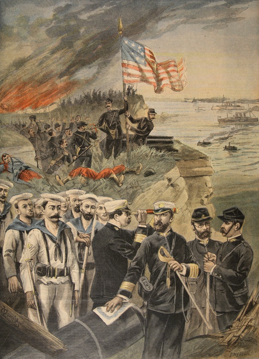 La guerra ispano-americana: sbarco a Guantanamo, illustrazione da Le Petit Journal: Supplement illustre, 1898 da French School