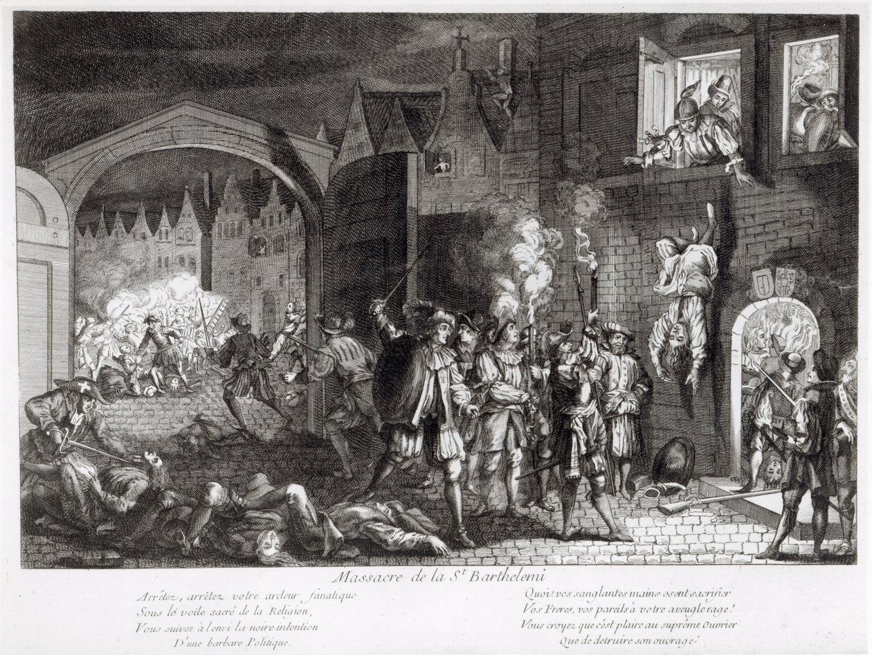 Il massacro della notte di San Bartolomeo, 1572 da French School