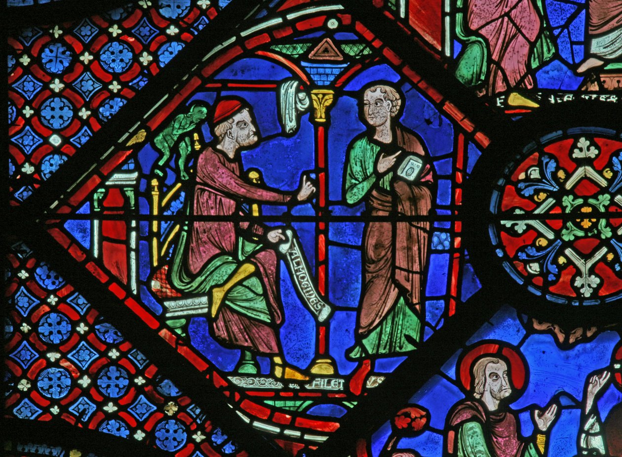San Giacomo: Il mago Almoniges (Hermoniges) invia il suo discepolo Filetus a San Giacomo (dettaglio) da French School