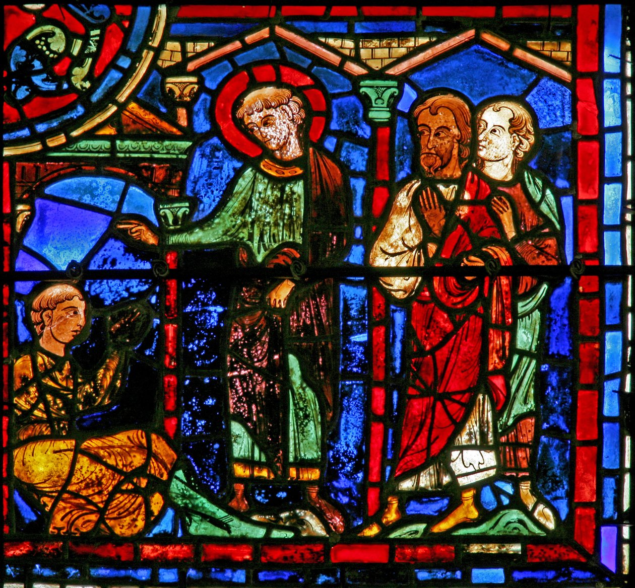 La finestra di San Martino: il santo resuscita una persona dalla morte da French School